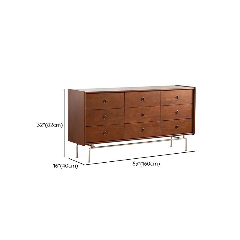 Contemporary Horizontal Double Dresser Wood Storage Dresser for Living Room
