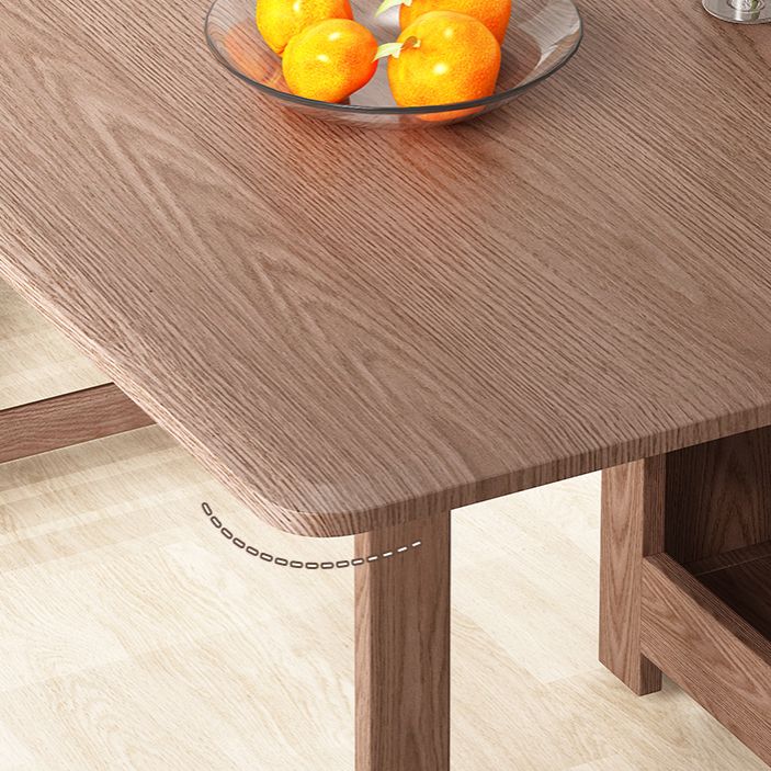 Mid-Century Modern Dining Table Rectangle Solid Wood Drop-Leaf Dining Table
