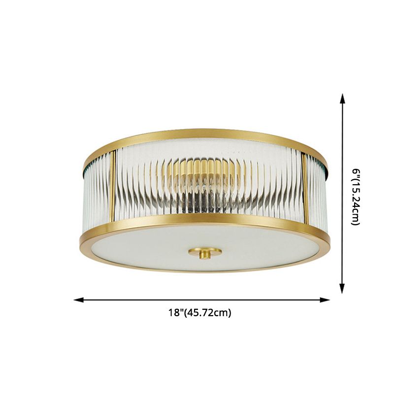 Transparent Glass Drum Flush Ceiling Light Fixtures Simplistic Bedroom Flush Mount Ceiling Light Fixtures