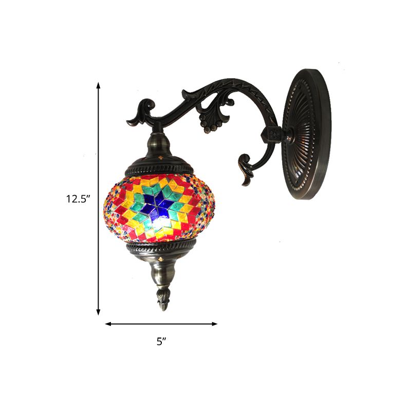 Sphere Sconce Lighting Vintage Pink/Blue Glass 1 Head Wall Lamp Fixture for Living Room