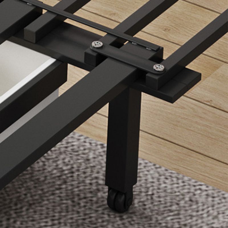 Scandinavian Sofa Bed, Fiber Armless Tufted Back Sleeper Sofa