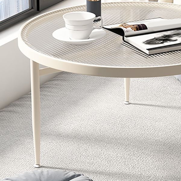 Iron 3 Legs Rectangle Cocktail Table Round Glass Top Coffee Table