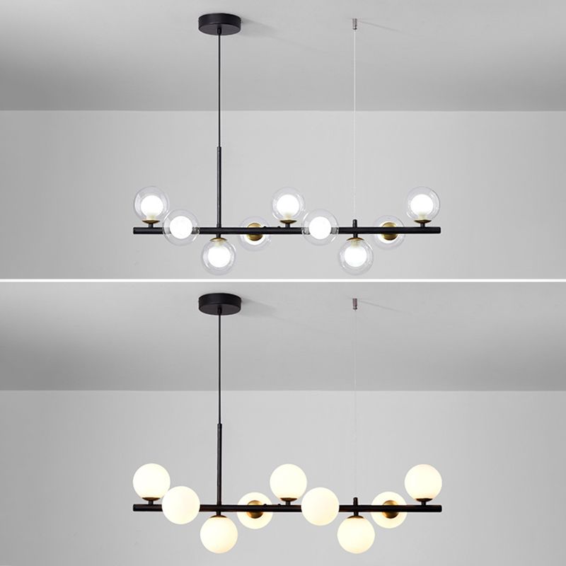 Round Island Chandelier Lights Contemporary Glass Chandelier Lighting Fixtures for Dining Table