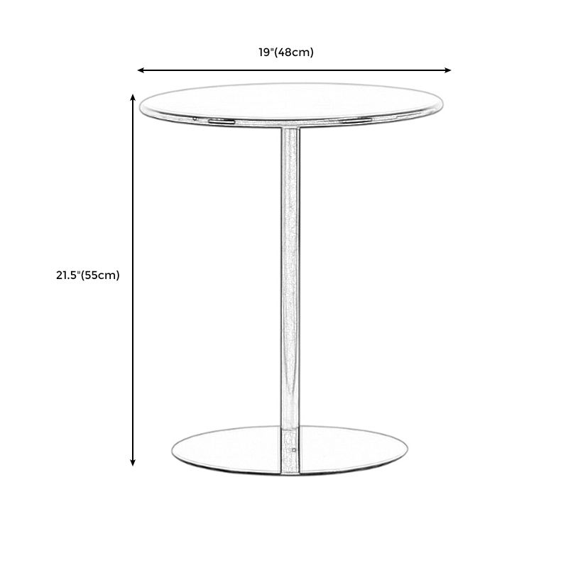 Round Metallic Side Table Contemporary Pedestal Side End Table