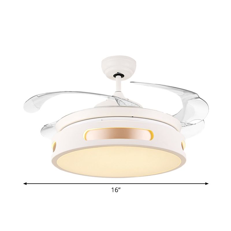 Lampada semifulta da tamburi acrilici da 16 "Lampada a filo modernista LAMP ANCOFINA LED BUIETTO LED con 4 lame