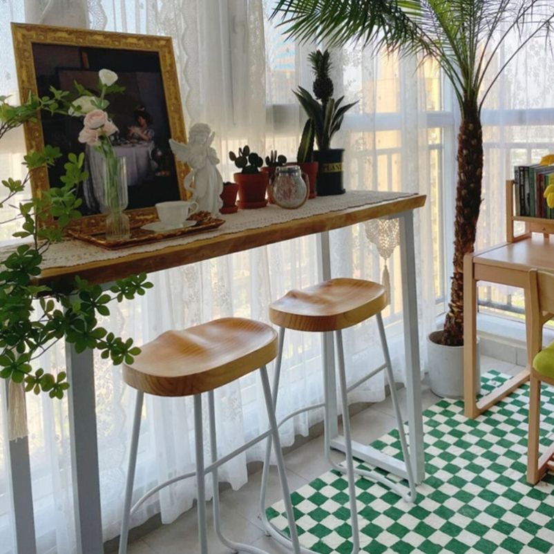 Modern Rectangle Solid Wood Bar Table Set 1/4 Pieces Counter Table with Backless Stools