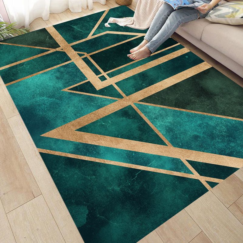 Dark Red Modern Rug Polyester Graphic Rug Non-Slip Backing Rug for Home Decoration