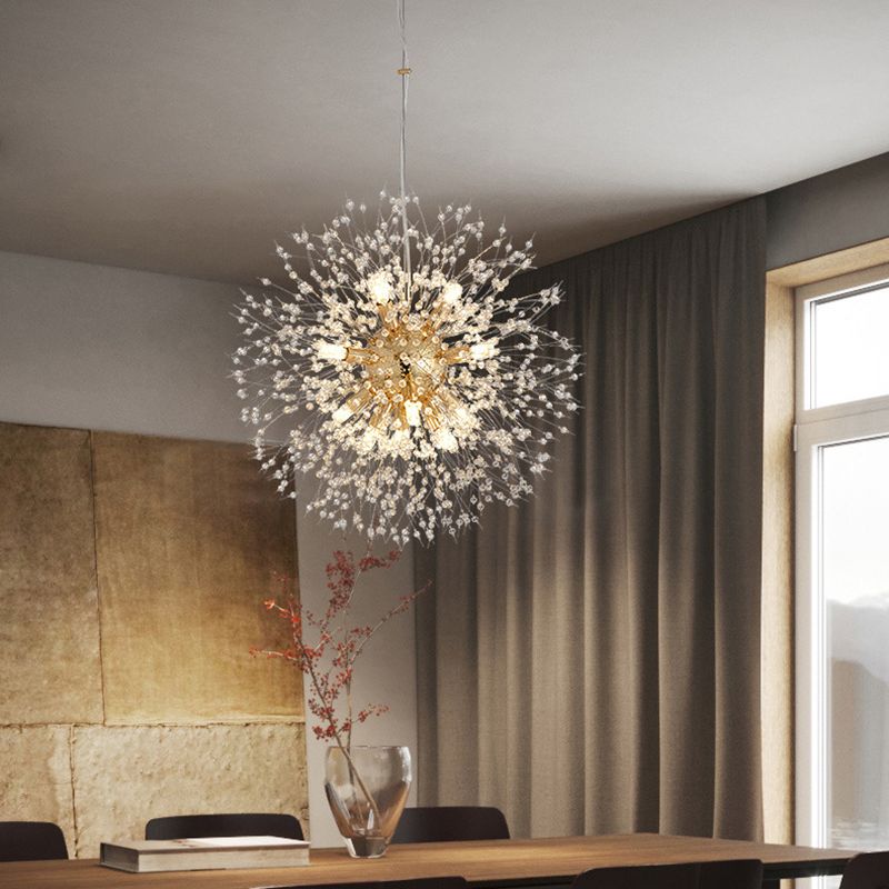 Crystal Dandelion lampadario in stile moderno Multi lampadina lampada sospesa per camera da pranzo camera da letto