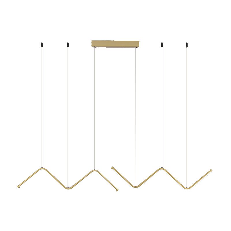 Linear Shape Chandelier Lighting Modern Style Metal 2 Lights Pendant Light in Gold/Black