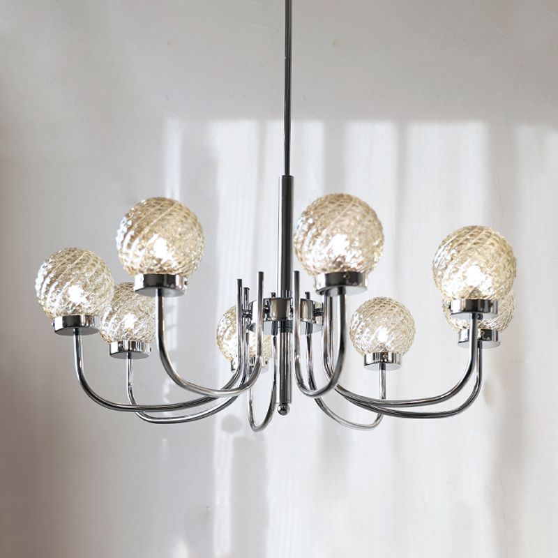 Silver Hanging Pendant Lights Modern Glass Circle Hanging Lamps for Living Room