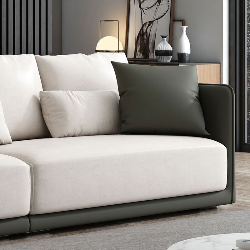 Faux Leather Sectional/Sofa with Pillow Back and Square Arms