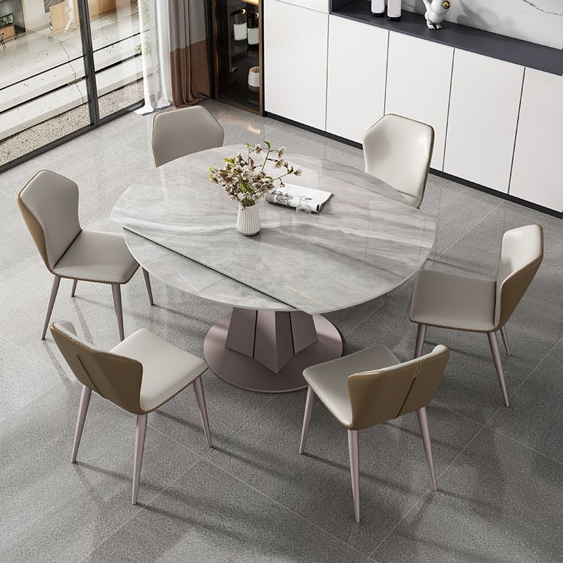 Traditional Luxury Dining Table Round Sintered Stone Pedestal Dining Table for Home
