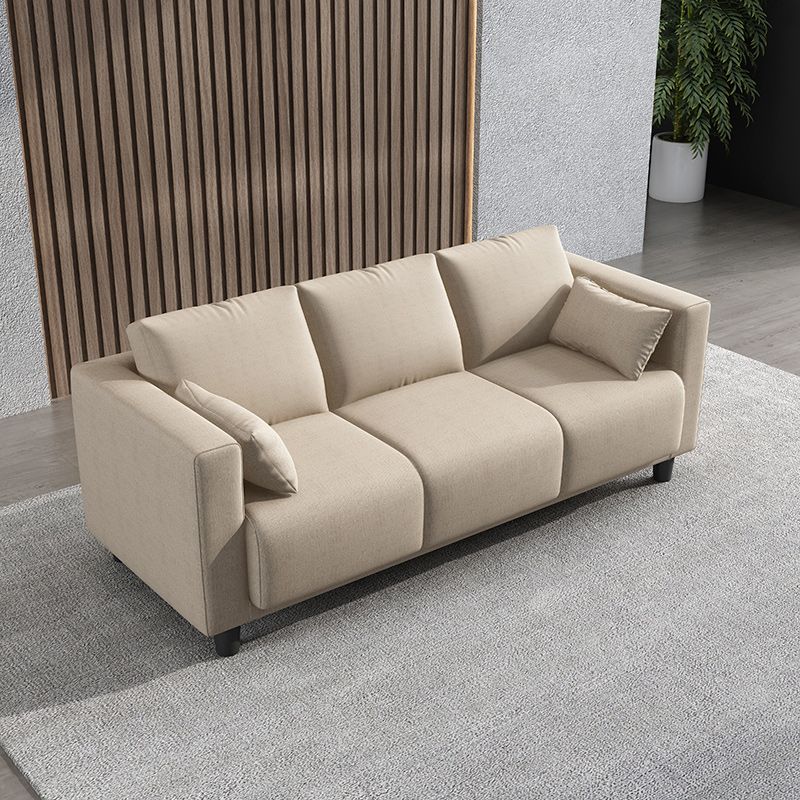 Loose Back Linen Square Arm Modern Sofa with Slipcover for Living Room