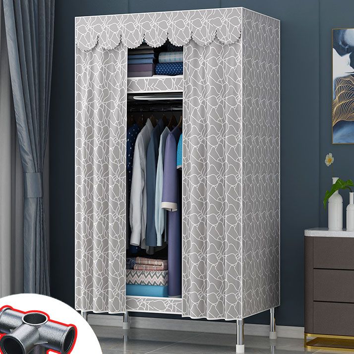 Contemporary Style Steel Wardrobe 2 Shelves Wardrobe Closet for Home