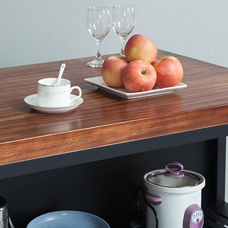 Industrial Stationary Kitchen Island Table Wood Kitchen Island Table with Open Storage