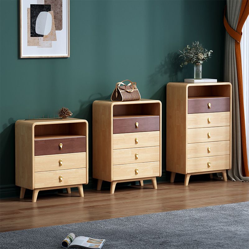 Glam Solid Wood Storage Chest Home Vertical Chest with Drawers