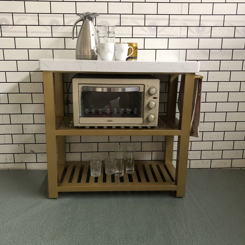 Home Dining Kitchen Island Table Modern Rectangular Iron Prep Table
