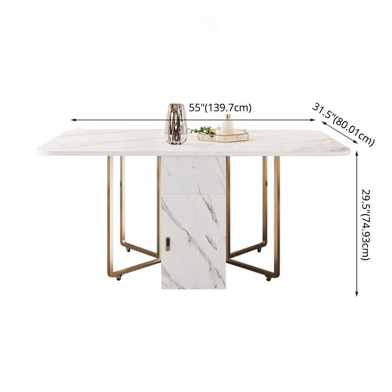 Rectangle Contemporary Sintered Stone Dining Room Set Foldable Dining Furniture for Restaurant