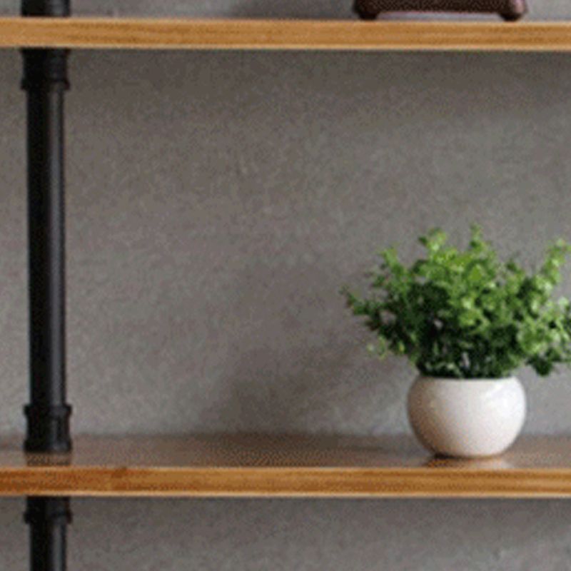 Wandeinheit und Etagere Bücherregal Industrial Black Eisenrahmen und Kiefernholzregal