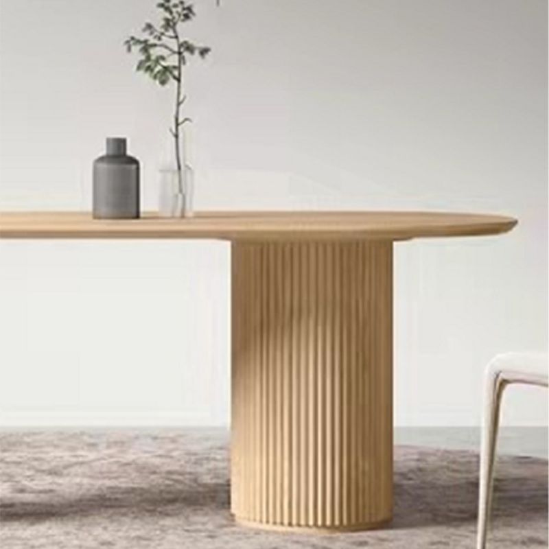 Oval Pine Solid Wood Table Double Pedestal Dining Room Table in Natural