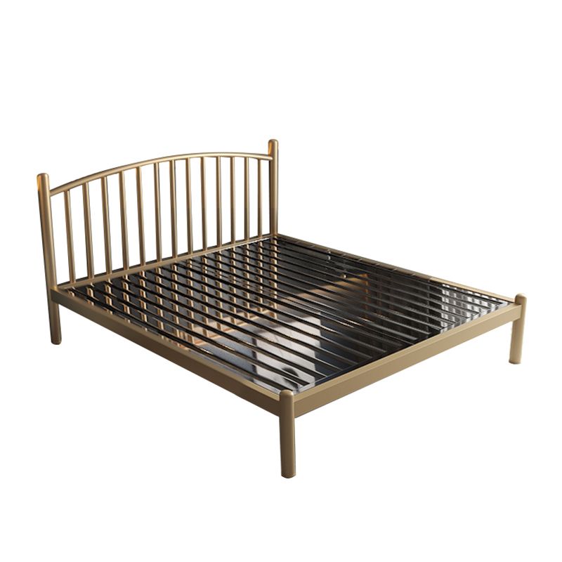 Luxurious Metal Platform Bed Frame Tall Slat Bed with Headboard