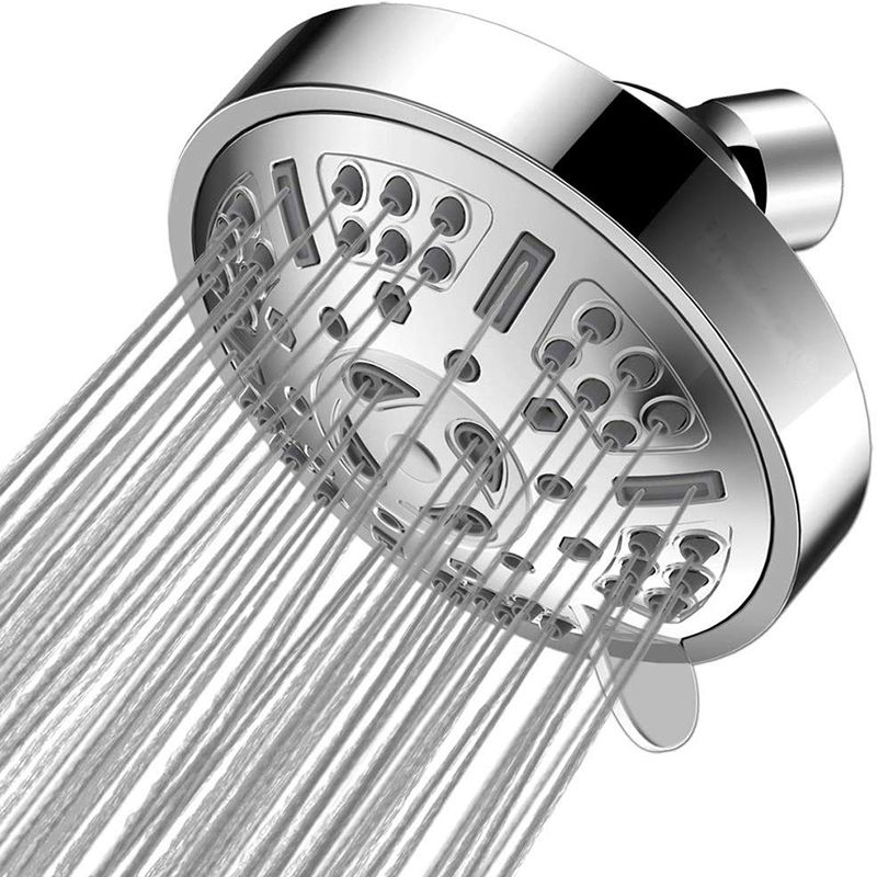 Modern Style Fixed Shower Head in Silver 9-Settings Wall-Mount Showerhead
