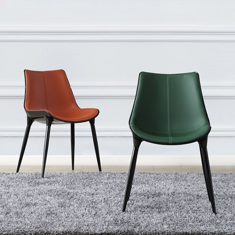 Silla de comedor de metal de estilo moderno, sillas auxiliares sin brazos para cocina (juego de 2)