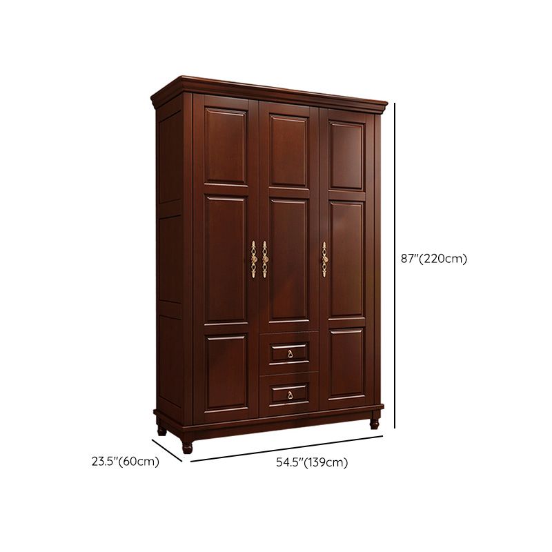 Rubberwood Cabinet with Drawers French Country Wardrobe for Home