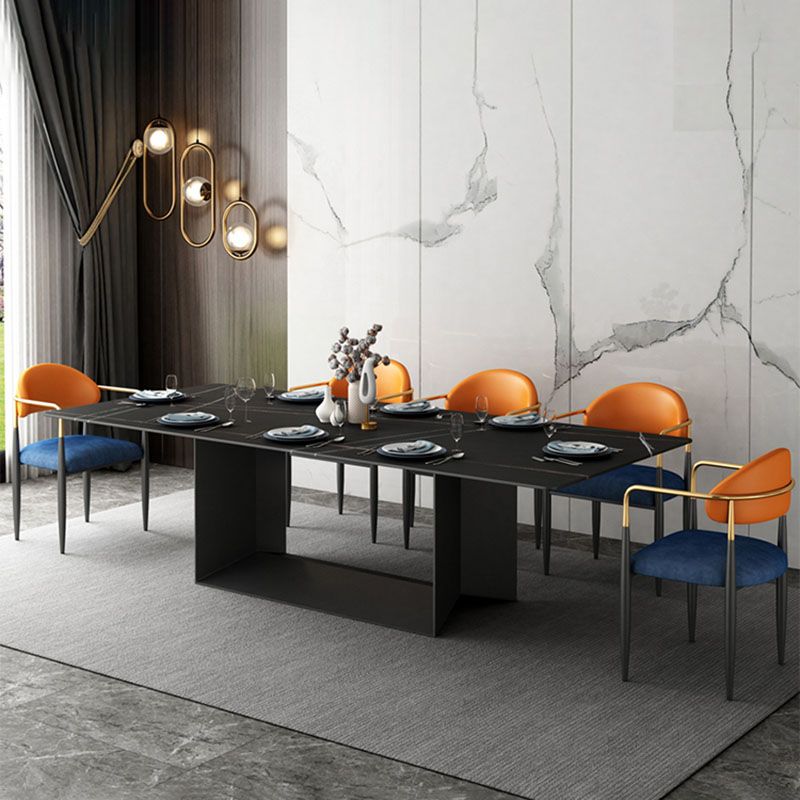 Modern Style Arm Chair Open Back Dining Chair with Metal Legs