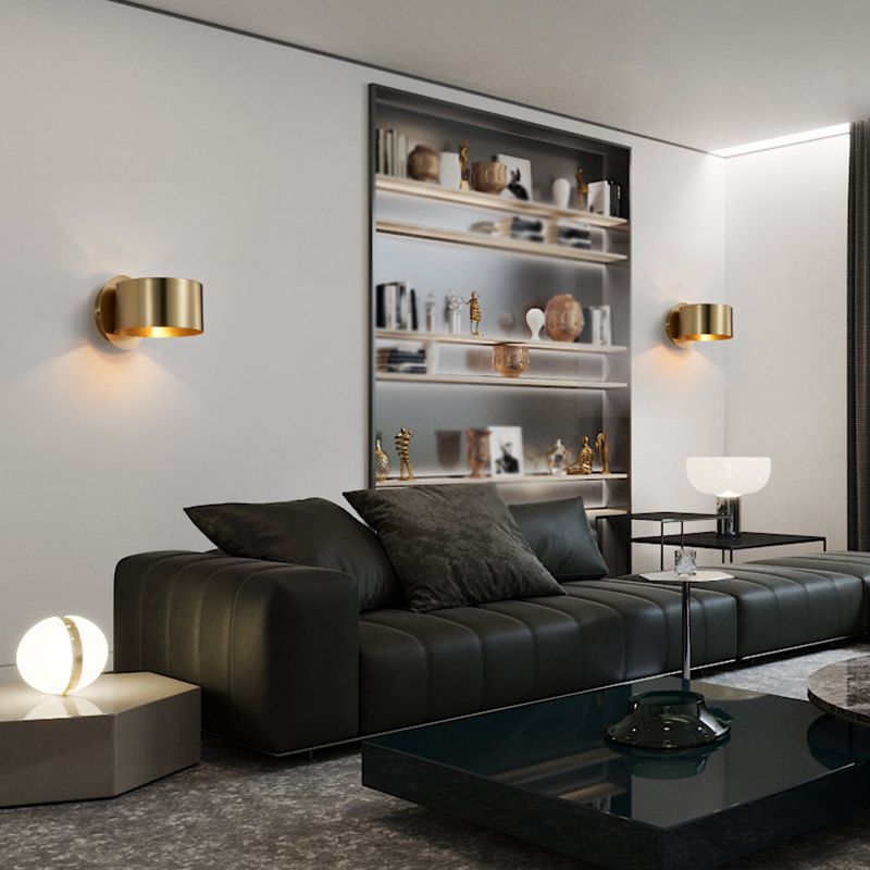 Modern Wall Sconce Drum Copper Sconce Light Fixture for Bedroom
