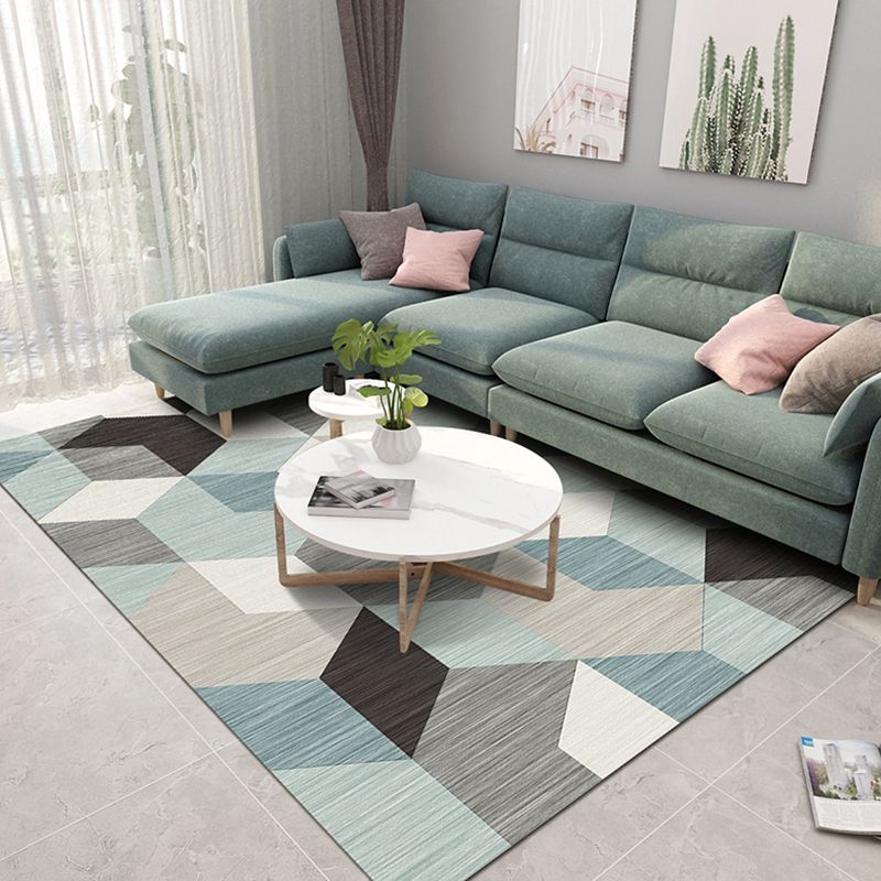 Multicolor 3D Effect Geometric Rug Synthetics Contemporary Carpet Washable Pet Friendly Rug for Home