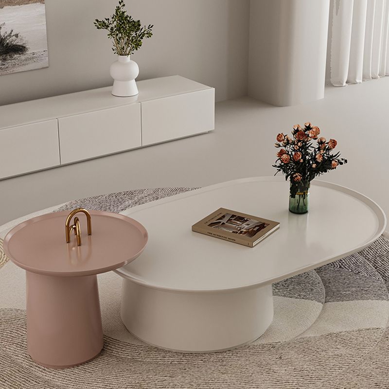 Elliptical Pedestal Coffee Table Set Modern 47.2" W Cocktail Table