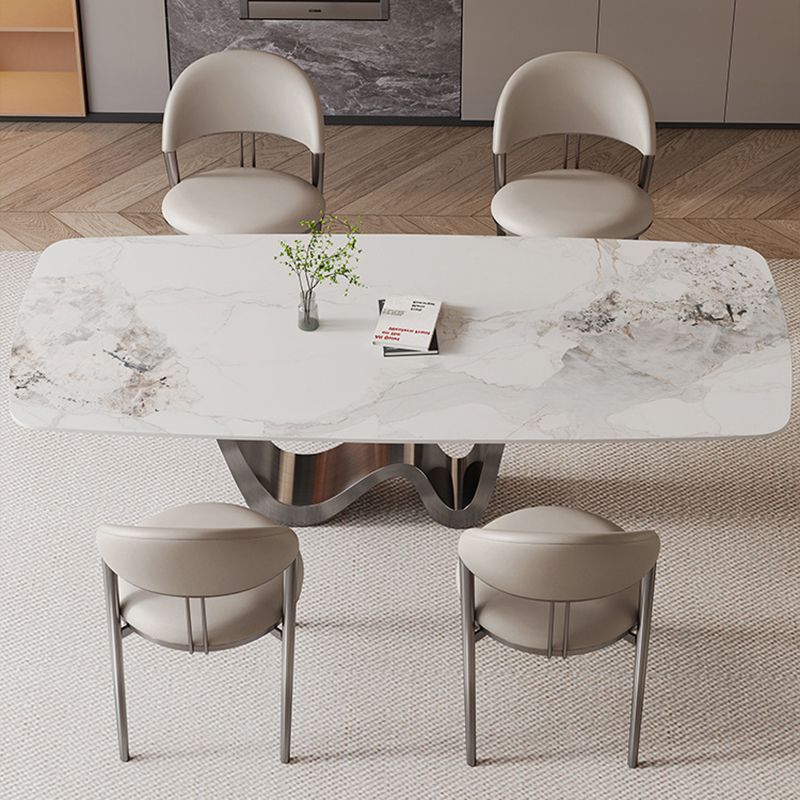 Kitchen Dinner Table Dining Room Stone Rectangle Dining Table