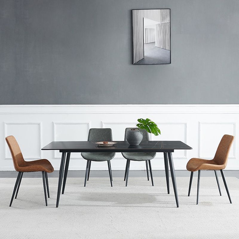 Rectangle Industrial Stone Table Standard Height Kitchen Table with 4 Legs