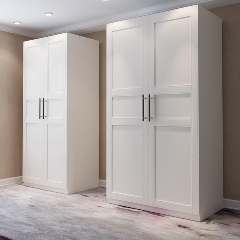 White Wardrobe Cabinet Engineered Wood Wardrobe Armoire for Home