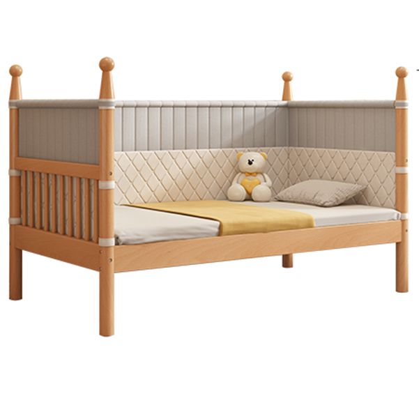 Solid Wood Baby Crib Washed Natural Crib with Guardrail and Mattress
