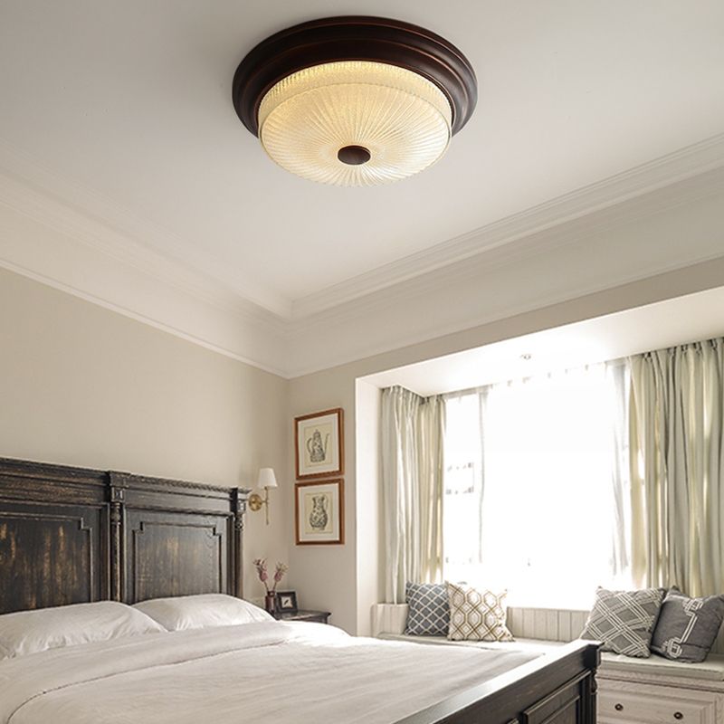 American Style Ceiling Light Circle Shape Ceiling Lamp with Glass Shade for Living Room
