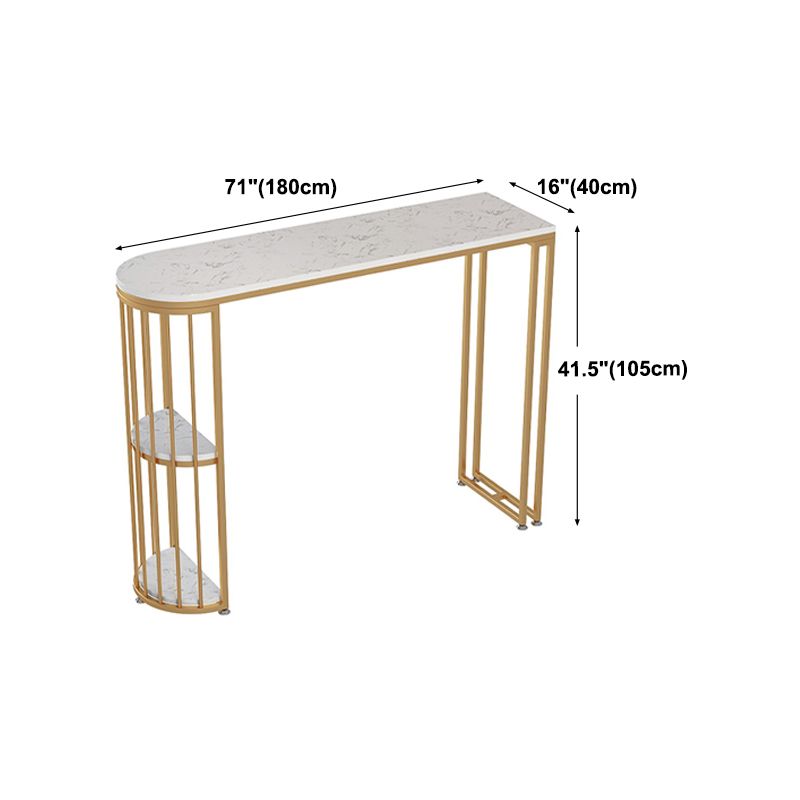 Rounded Corners Top Cocktail Bar Table Industrial Style 42-inch Height Gold Base Bar Table