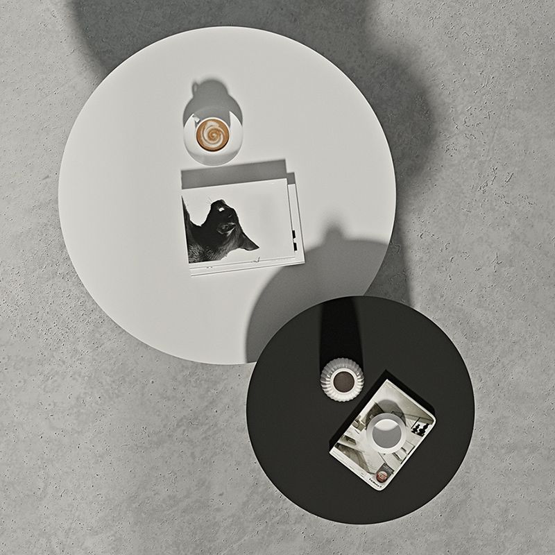 Pedestal Design Cocktail Table White/black Iron Round Coffee Table