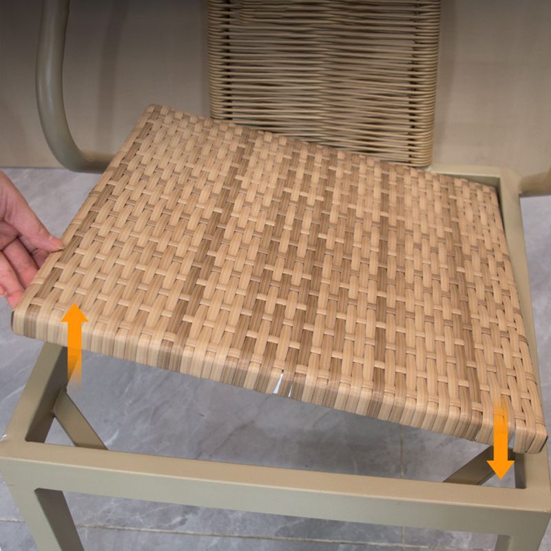 Modern Round Shape Dining Room Chair and Table Set with 2 Woven Chairs