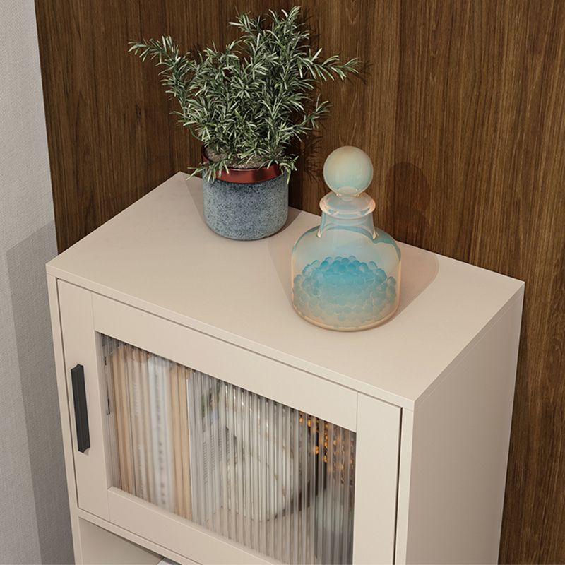 Modern Wooden Storage Cabinet with 2 Storage Shelf and Glass Paned