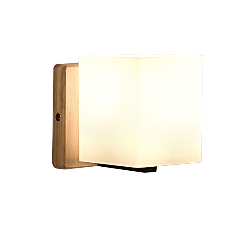 1 Bulb Small Wall Light Japanese Style Opal Glass Wall Lamp in White for Hallway Stairway