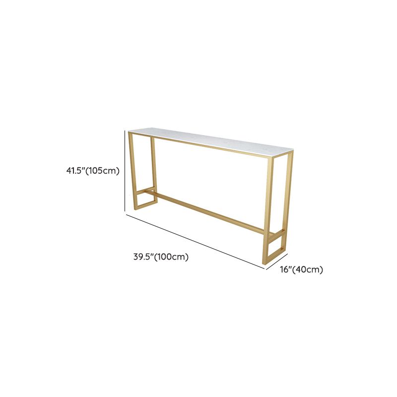 White Faux Marble Table Modern Style Bistro Table with Trestle Base