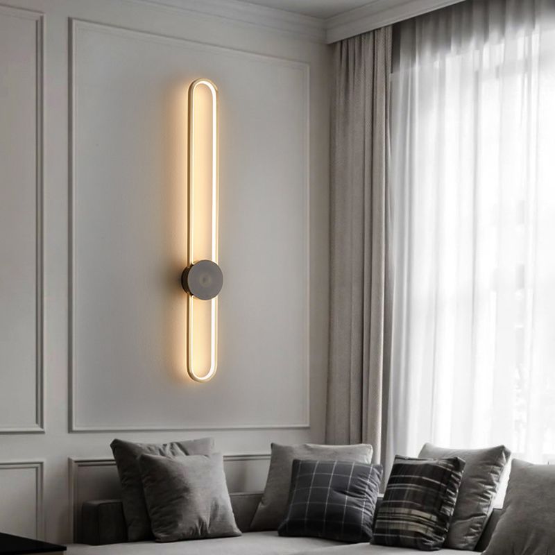 Contemporary Linear Wall Mount Lighting Minimalist Metallic LED Wall Sconce