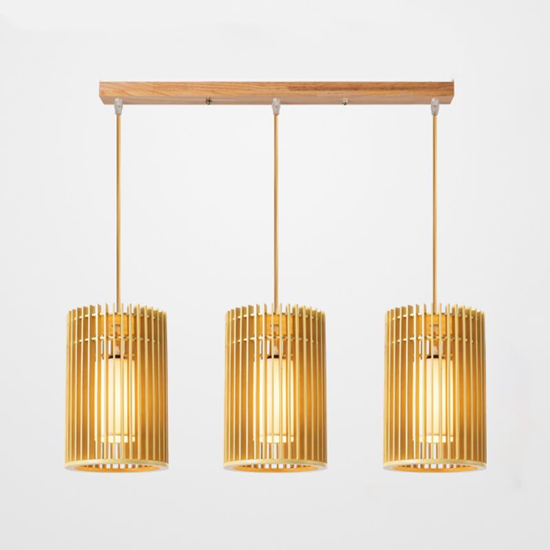 Modern Creative Creative Creative Light Legno Cilindrico lampada sospesa per gli spazi interni