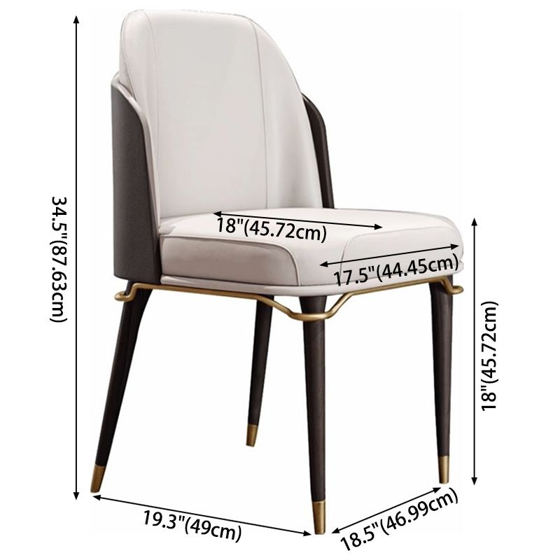 Contemporary Style Leather Chair Armless Parsons Chair with Wooden Legs for Home Use