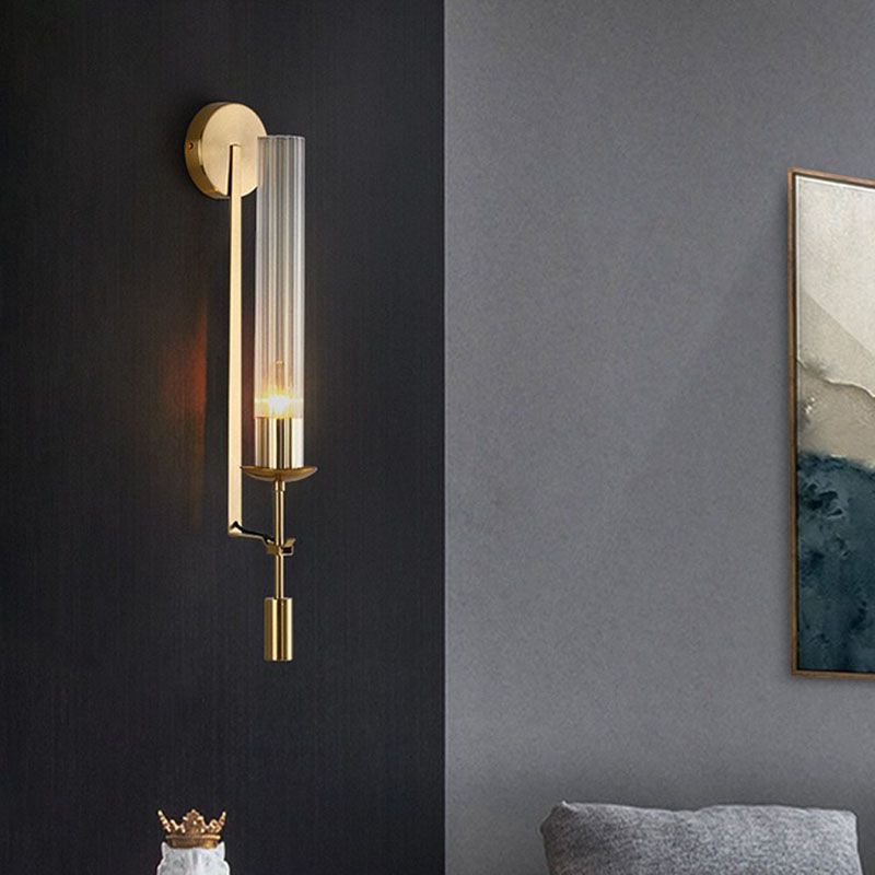 Contemporary Armed Wall Mounted Light Fixture 1-Light Glass Sconce Light for Bedroom