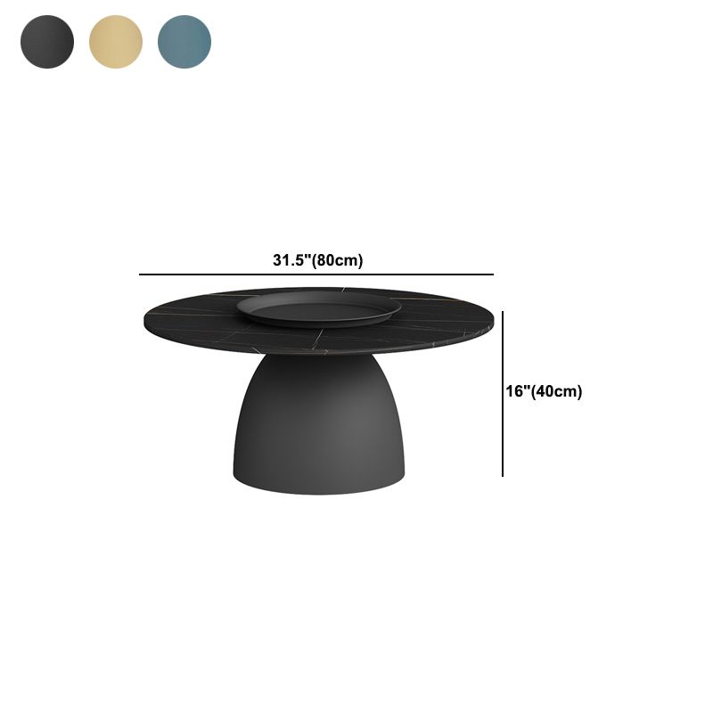 Mid-Century Modern Iron/Stone Coffee Table Dia 23.6"/31.5" Cocktail Table