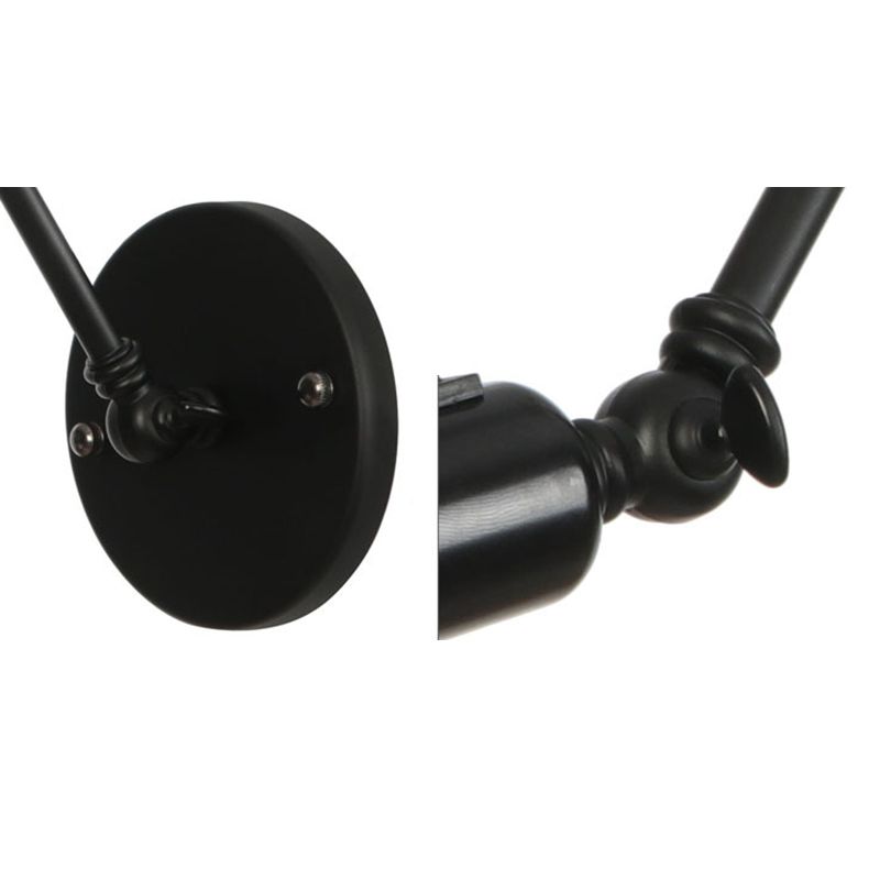 Lumière murale de style industriel noir givré 2 sections Swing Am Sponce Light avec une teinte en métal de bol