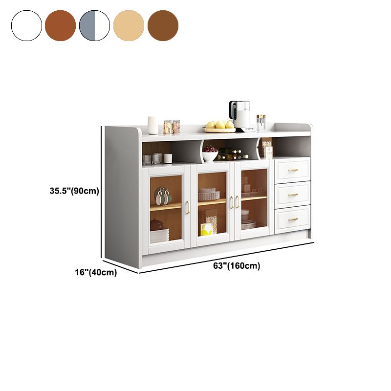 Modern Accent Cabinet with 3 Drawers and Bar Pulls Glass Doors